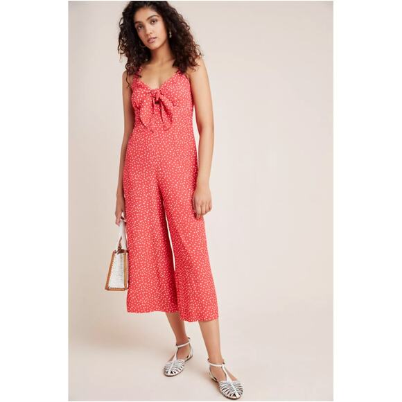 Anthropologie Pants - Anthropolgie x Kachel NWT Coral Jordan Polka Dot Jumpsuit // 6